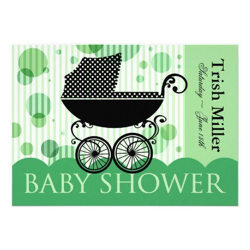 Elegant Retro Baby Carriage - Baby Shower Party Personalized Invite