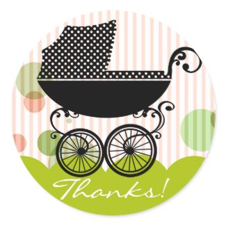 Elegant Retro Baby Carriage - Baby Shower Sticker sticker