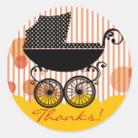 Elegant Retro Baby Carriage - Baby Shower Sticker