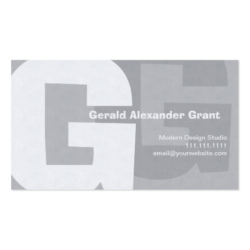 Elegant Retro Big Blue Gray G Business Card Templates (back side)