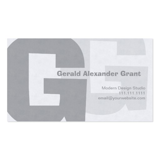 Elegant Retro Big Blue Gray G Business Card Templates (front side)