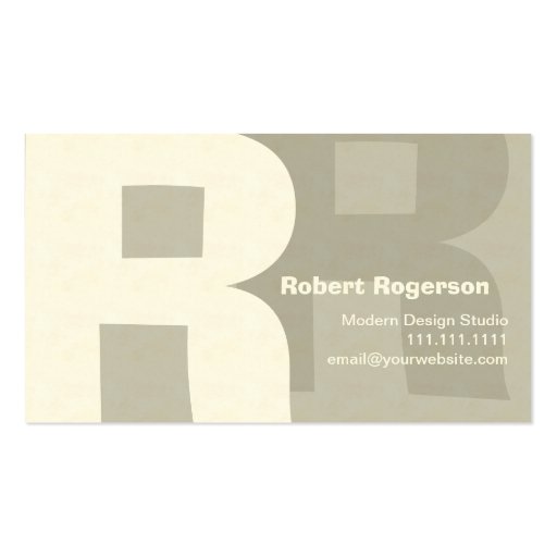 Elegant Retro Big Double Letter R Business Card Templates (back side)