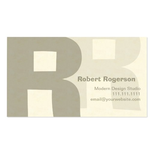 Elegant Retro Big Double Letter R Business Card Templates (front side)