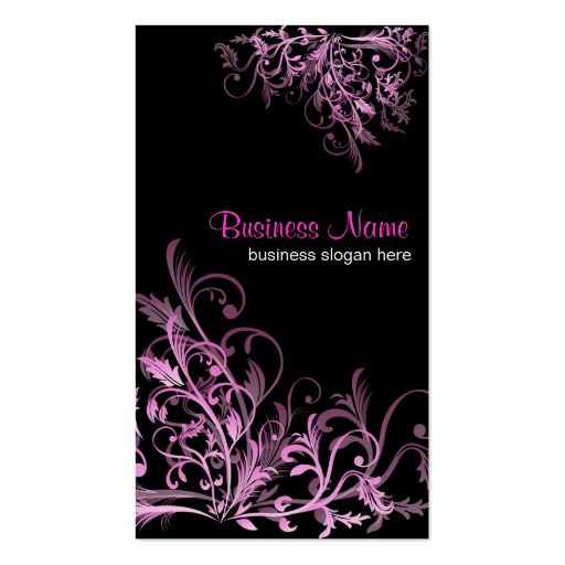 Elegant Retro Cyclam Flower Swirls 2 Business Card Template (front side)