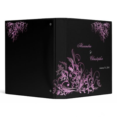 Elegant Retro Cyclam Hot Pink Flower Swirls Binders