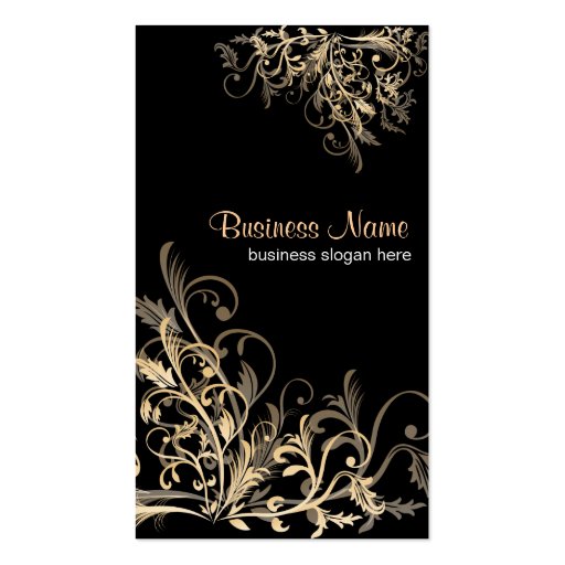 Elegant Retro Gold Flower Swirls 2 Business Cards