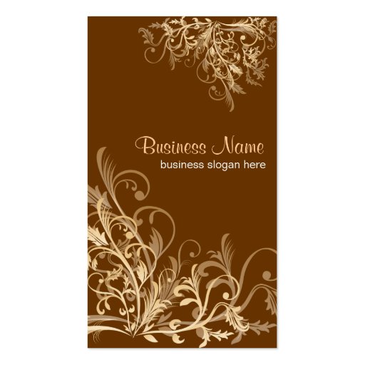 Elegant Retro Gold Flower Swirls 3 Business Cards