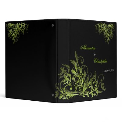 Elegant Retro Green Flower Swirls Album Binder