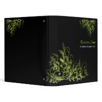 Elegant Retro Green Flower Swirls binders