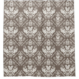 Elegant Retro Ivory Brown Damask Brocade Pattern
