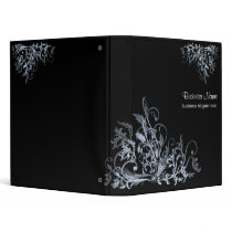 Elegant Retro Light Blue Flower Swirls binders