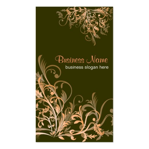 Elegant Retro Orange Flower Swirls 4 Business Card Templates