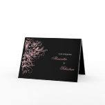 Elegant Retro Pink Flower Swirl Wedding Invitation Greeting Card