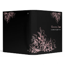 Elegant Retro Pink Flower Swirls 2 binders