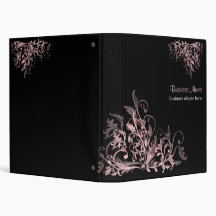 Elegant Retro Pink Flower Swirls 2 Binder