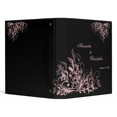 Elegant Retro Pink Flower Swirls Album Binders