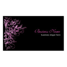 Elegant Retro Pink Flower Swirls Business Card Templates