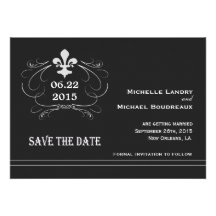 Elegant Retro Style Fleur de Lis Save the Date Invitations