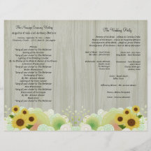Elegant Retro Sunflower Formal Wedding Program Flyer