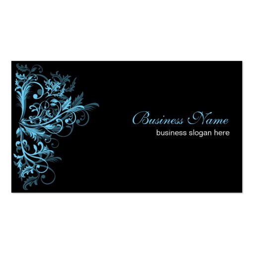 Elegant Retro Tamala Turquoise Flower Swirls Business Card (front side)