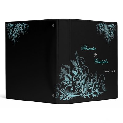 Elegant Retro Turquoise Flower Swirls Album Binder