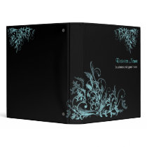 Elegant Retro Turquoise Flower Swirls binders