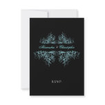 Elegant Retro Turquoise Swirls Wedding RSVP 2 Invite