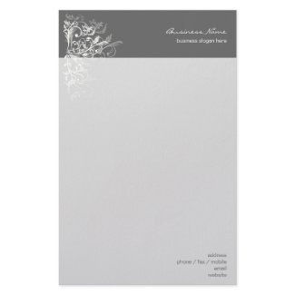 Elegant Retro White Flower Swirls Dark Grey stationery