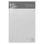 Elegant Retro White Flower Swirls Dark Grey Customized Stationery