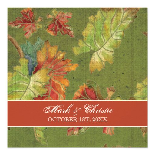 Elegant Rich Color Autumn Grape Leaf Leaves Batik Personalized Invites