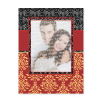 Elegant Rich Red Damask Customizable Postcard
