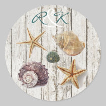 elegant romantic cottage seashells beach wedding stickers