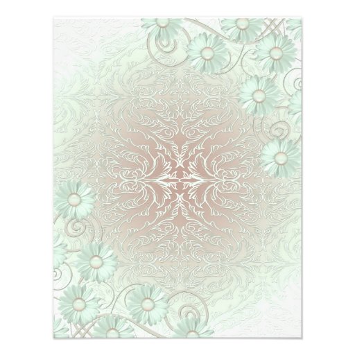 Elegant Romantic Green Damask Bridal Invitation