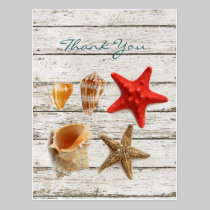 elegant romantic seashells beach wedding thank you postcards