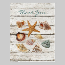 elegant romantic seashells beach wedding thank you postcards
