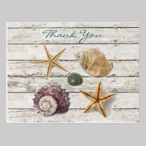 elegant romantic seashells beach wedding thank you postcards