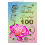 Elegant rose 100th birthday card for Grandma