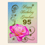 Elegant rose 95th birthday card for Grandma cards