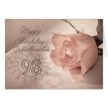 Elegant rose 98th birthday card for Grandmother