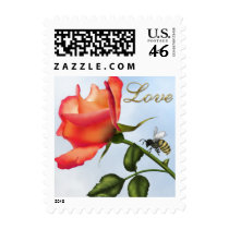 Elegant Rose and Bee - 1 stamps