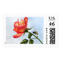 Elegant Rose and Bee 3C stamps