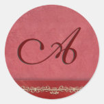 Elegant rose colored monogram envelope seals stickers