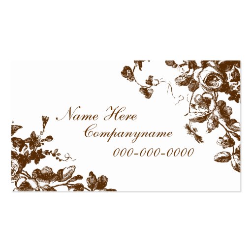 Elegant Rose Design Brown Business Card