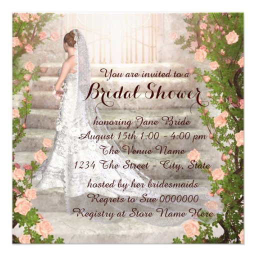 Elegant Rose Garden Bride Bridal Shower Invites