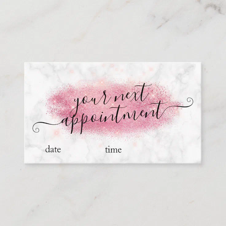 Elegant Rose Gold Glitter Marble Makeup Artist Appointment Card Zazzle