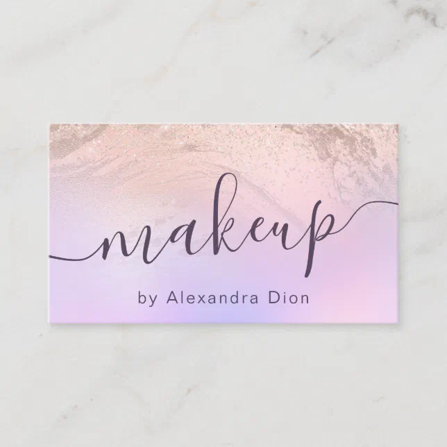 Elegant Rose Gold Glitter Marble Makeup Artist Business Card Zazzle