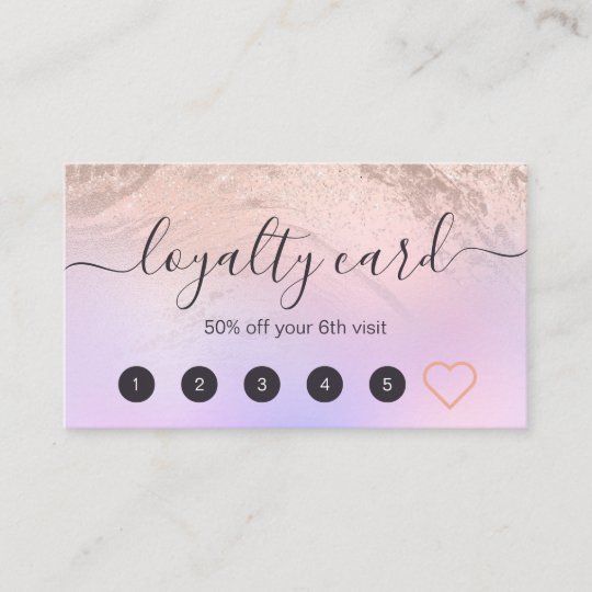 Elegant Rose Gold Glitter Marble Makeup Artist Loyalty Card Zazzle