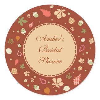 Elegant Round Fall Leaves Favor Sticker