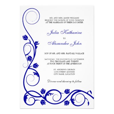 Elegant Royal Blue and White Swirls Invitation