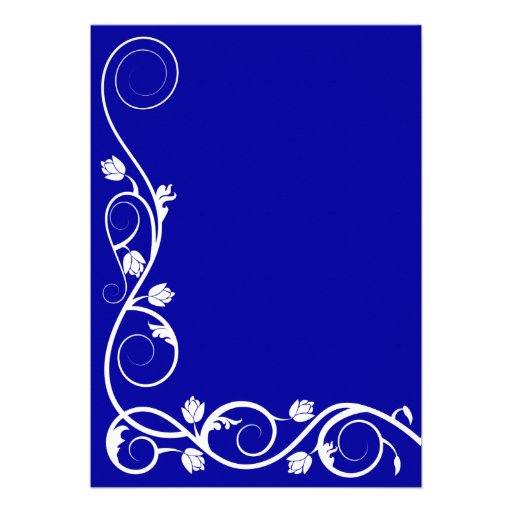 Elegant Royal Blue and White Swirls Invitation